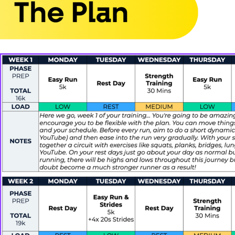 Half Marathon Plan Beginner - L1